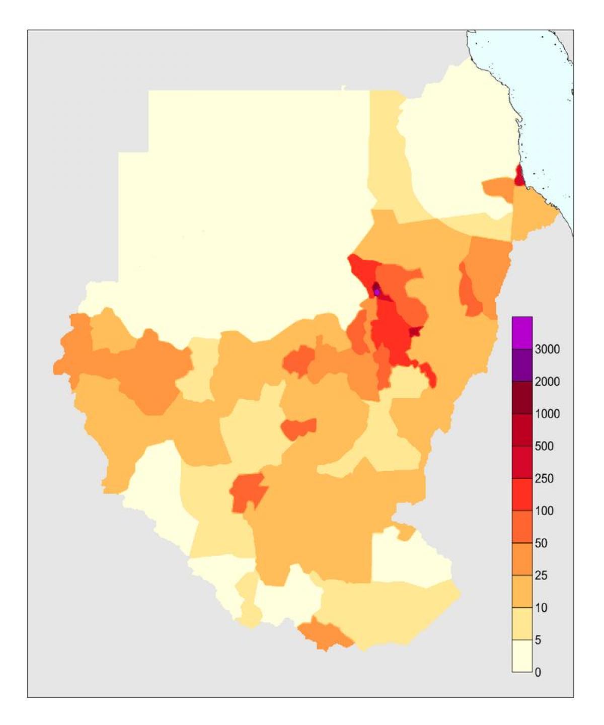 Harta e popullsisë Sudan