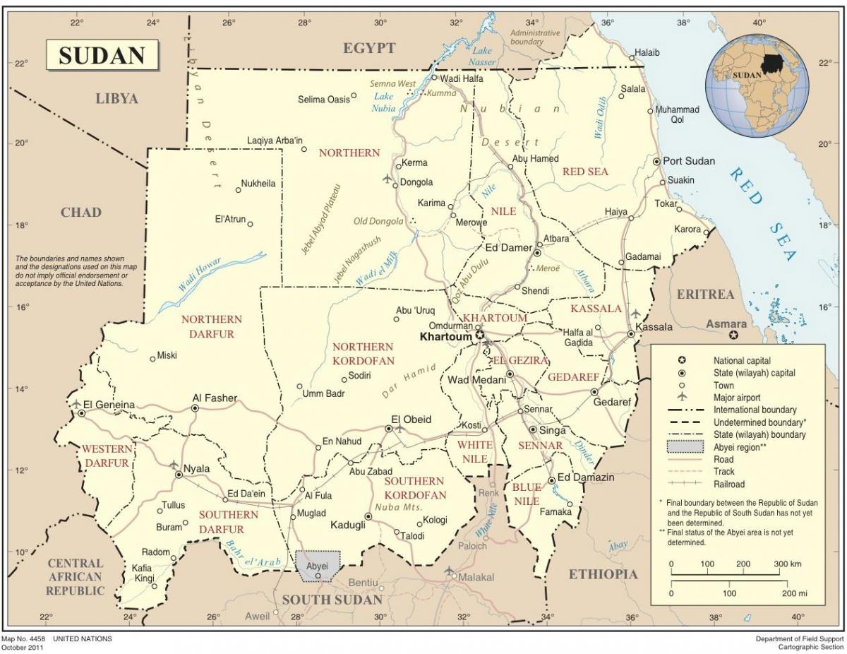 Harta e Sudani shtetet